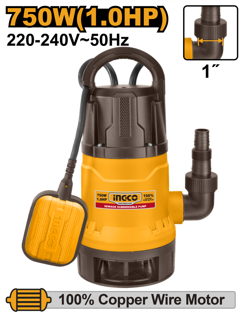 BOMBA SUMERGIBLE AGUAS RESIDUALES  750W