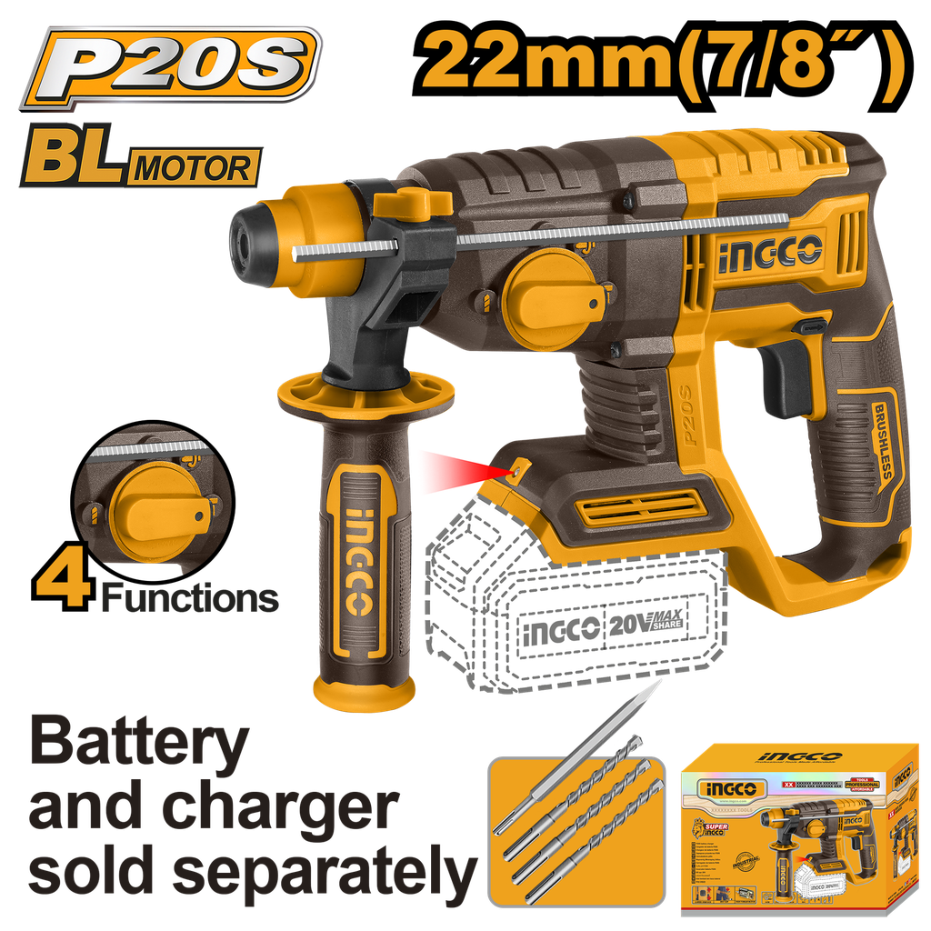 MARTILLO COMBINADO DEMOLEDOR 22mm 20 V * No incluye Car/Bat