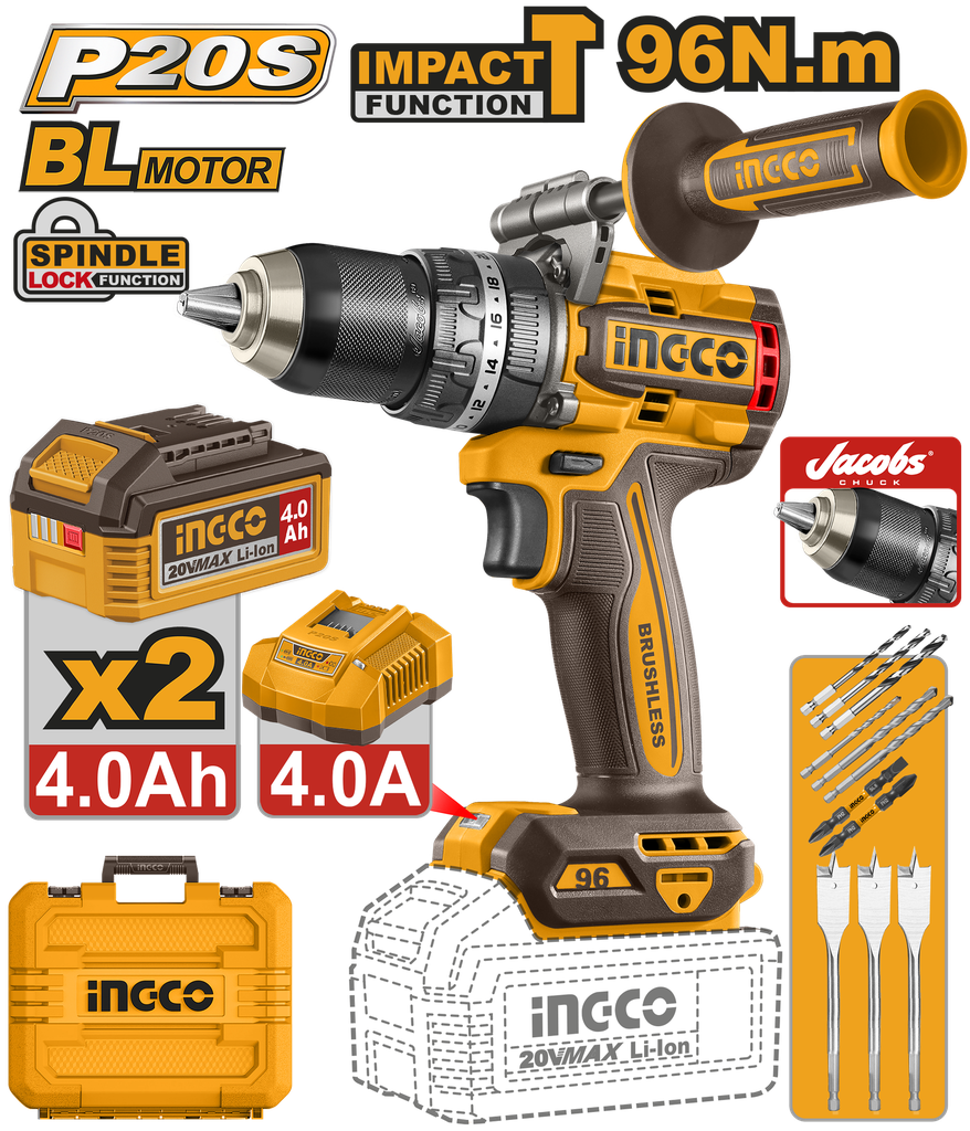 TALADRO ATORNILLADOR  PERCUTOR 20V 96Nm