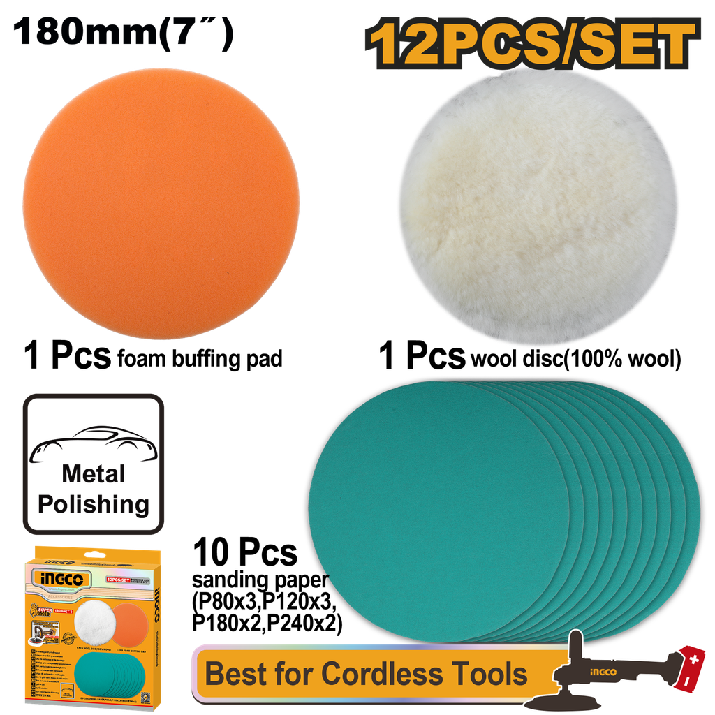 JUEGO DE PULIDO Y ESMERILADO INGCO APG18012