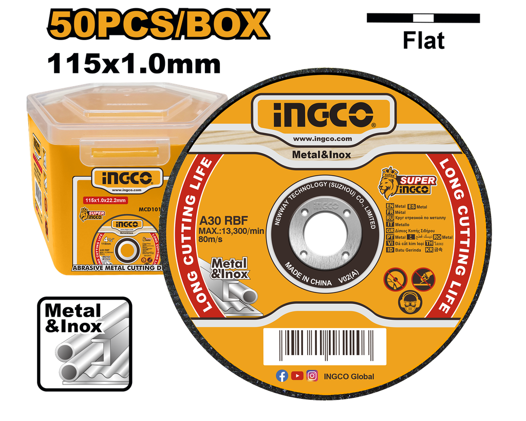 SET 50 DISCOS DE CORTE ULTRAFINOS PARA METAL INGCO MCD1011550