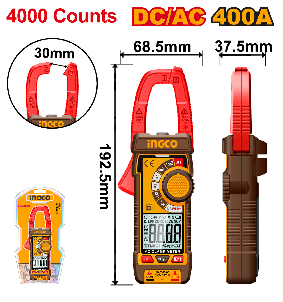 PINZA AMPERIMETRICA CC/CA 400A