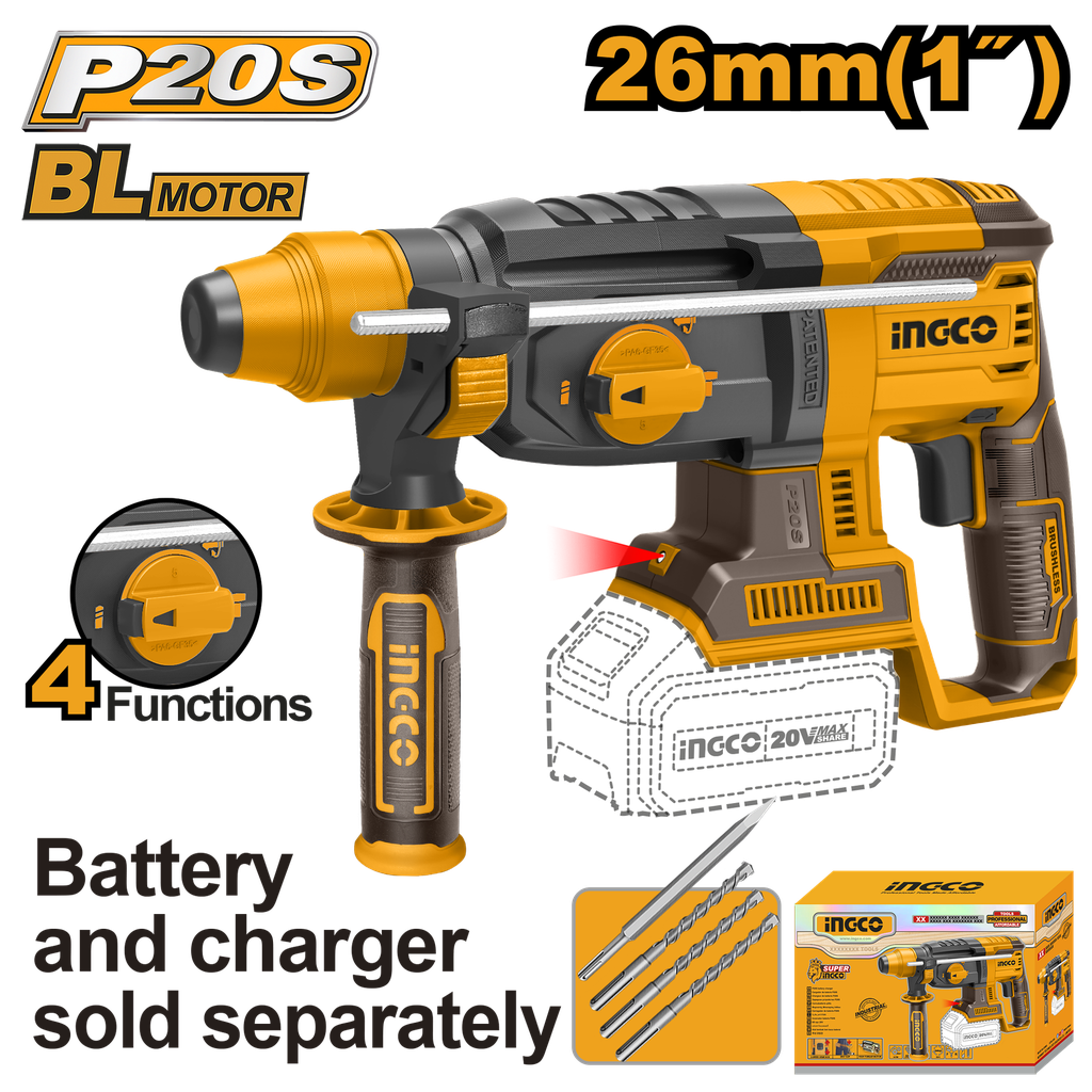 MARTILLO COMBINADO DEMOLEDOR 26mm  20 V  * No incluye Carg/Bat.