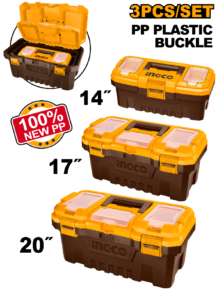 SET 3 CAJAS PLASTICO  14"- 17"- 20"