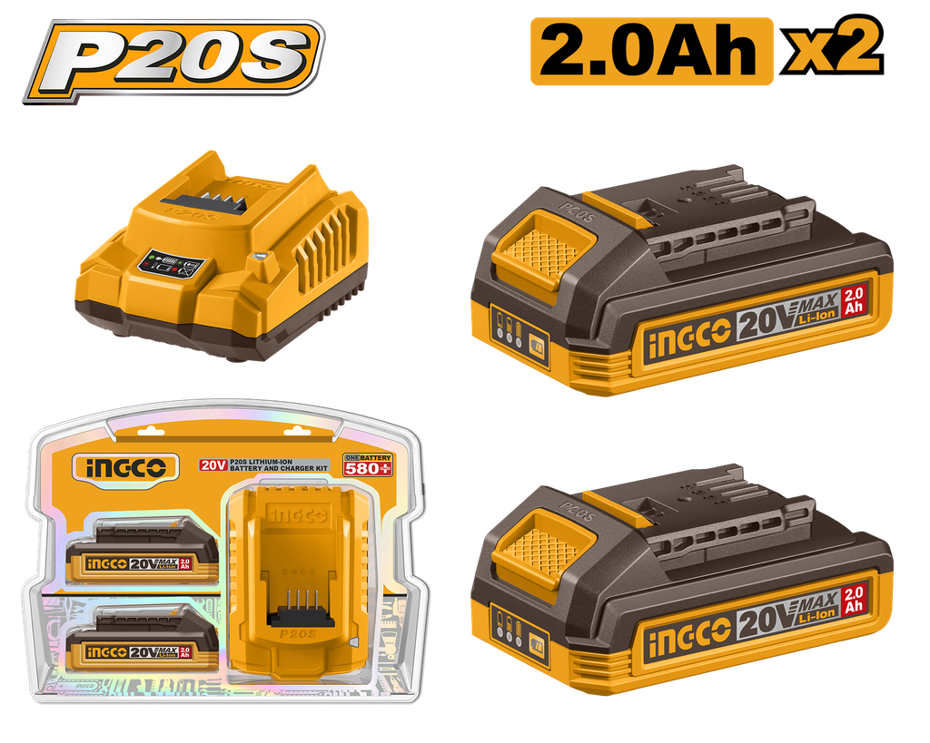 PACK 2 BATERIAS 2.0 Ah + CARGADOR 20V