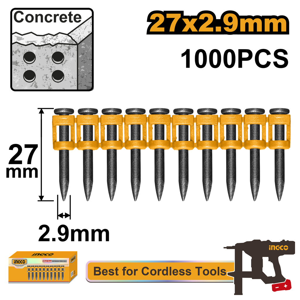 CLAVO DE ACERO PARA HORMIGON Y ACERO 27MMX2.9MM ANA02271