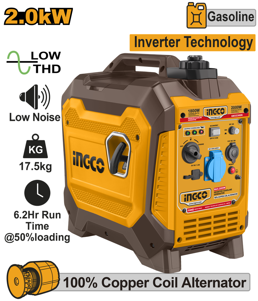 GENERADOR SILENCIOSO GASOLINA 2.000w GEI23006
