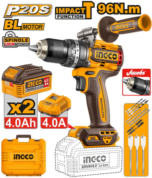* TALADRO ATORNILLADOR PERCUTOR 20 V 96Nm