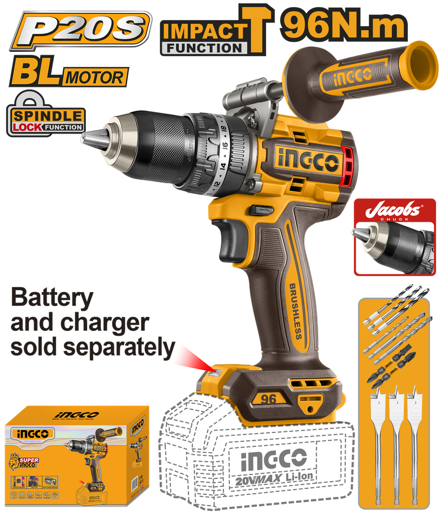 TALADRO ATORNILLADOR 20V 96Nm *No incluye Car/Bat