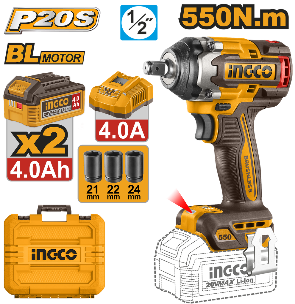 LLAVE IMPACTO INALAMBRICA 20V 550NM