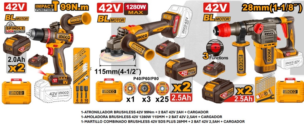 PACK 42V CIDLI429982E + CAGLI4128112E + CRHLI422882E