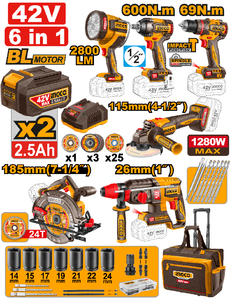 * PACK MALETA  6 PZAS 42V