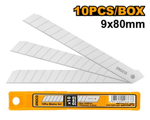 SET 10PCS CUCHILLA 9 X 80MM   INGCO HKNSB0901