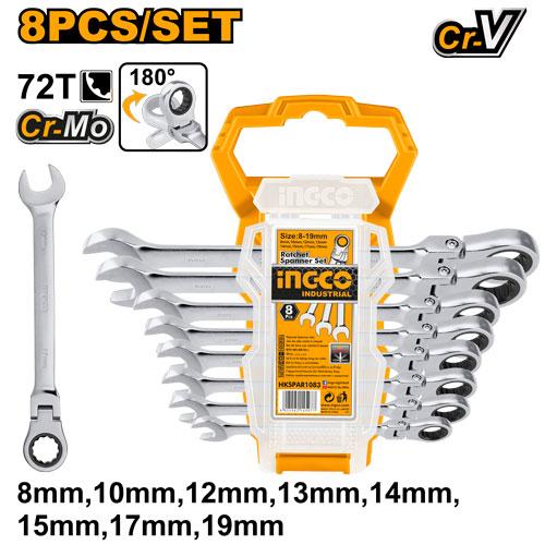 JUEGO 8 LLAVES FIJA-CARRACA ARTICULADAS