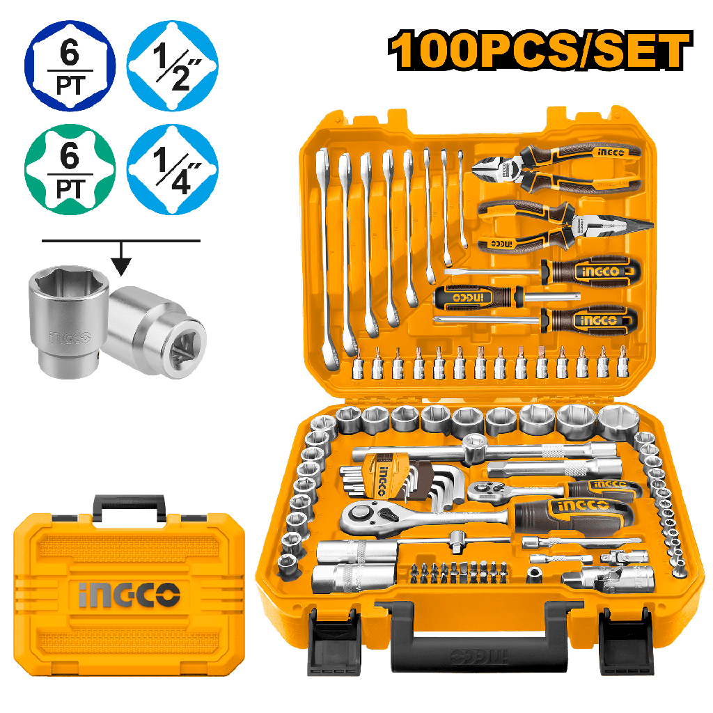 MALETA 100 Pcs  HERRAMIENTAS  COMBINADAS  1/4" - 1/2"