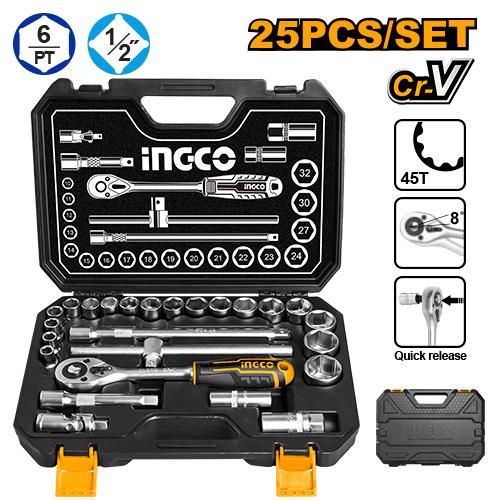 MALETA JGO 25 Pcs LLAVES VASOS 1/2"