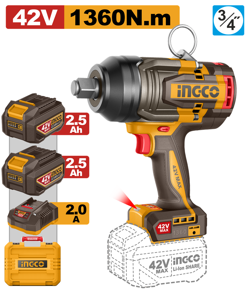 LLAVE DE IMPACTO 42 V 1360 Nm