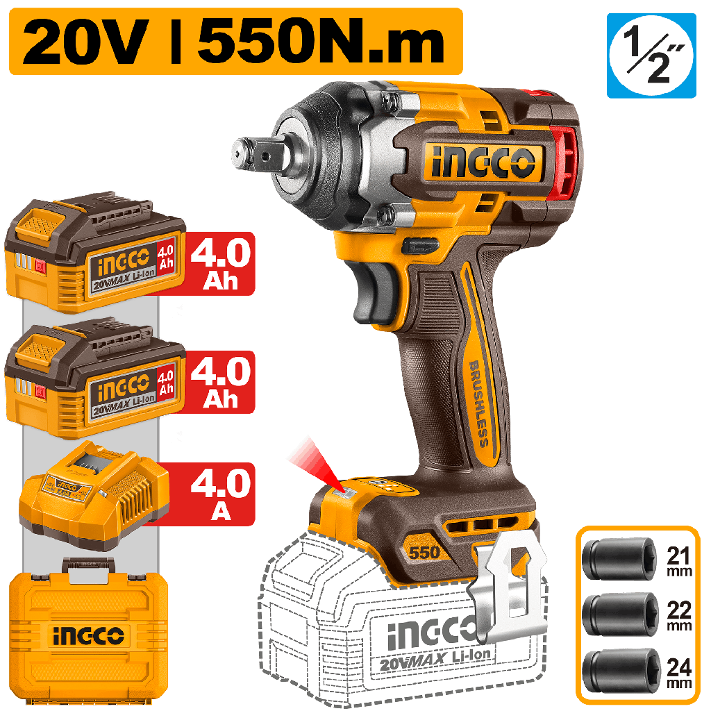 LLAVE IMPACTO INALAMBRICA 20V 550NM