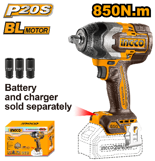 [CIWLI20851] [1092] LLAVE IMPACTO 850 Nm 20V 1/2" * No incluye Carg/Bat
