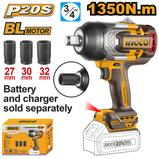 [CIWLI201351] [1102] LLAVE IMPACTO 1350Nm 3/4"  20V *No incluye Carg/Bat