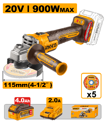 [CAGLI261521E] [1104] AMOLADORA ANGULAR 20V 900W 115MM