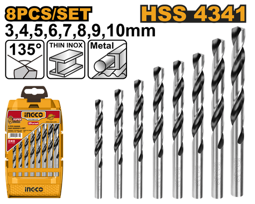 [AKDB1088] [1253] SET DE BROCAS PARA METAL HSS 8PCS INGCO AKDB1088