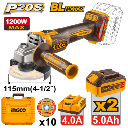 [CAGLI2211532E] [1351] AMOLADORA 115mm 1200W +CAR/2BAT 5Ah