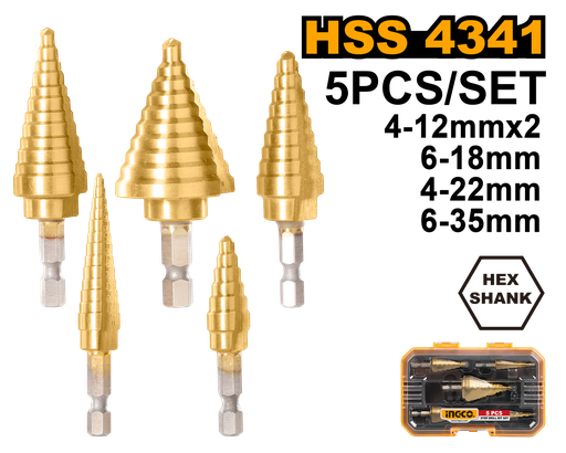 [AKSDS2051] [1401] SET 5 PCS BROCA ESCALONADA HEX.