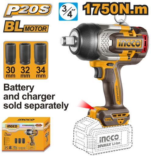 [CIWLI201751] [1435] LLAVE IMPACTO 1750Nm 3/4"  20V *No incluye Carg/Bat