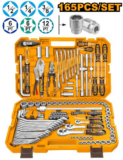 [HKTHP51658] [0058] MALETA 165 Pcs  HERRAMIENTAS COMBINADAS 1/2" 1/4" 3/8"
