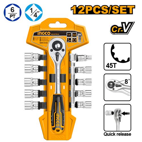 [HKTS14122] [0481] JUEGO 12 PCS LLAVES VASOS 1/4"