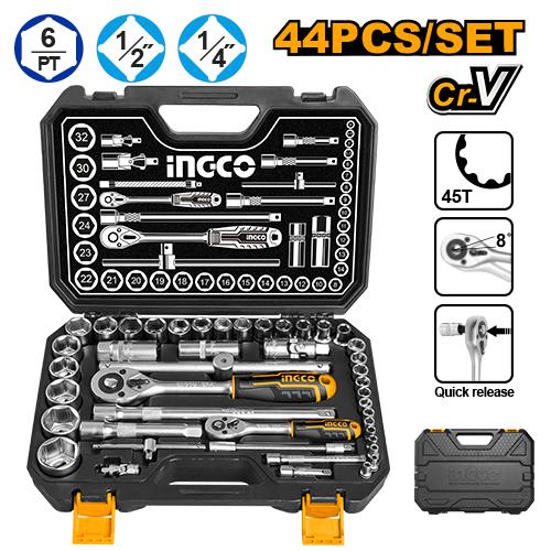 [HKTS42441] [0056] MALETA JGO 44 Pcs  LLAVES VASOS 1/2" 1/4"