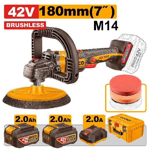 [APLI42182E] [1465] PULIDORA 42 V 180 mm * Incluye Cargador/ 2 Bat 2 aH