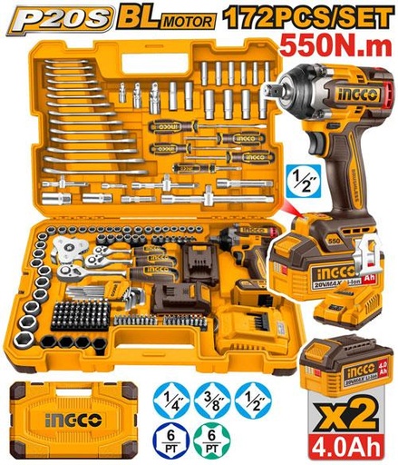 [HKTHP41723E] [1466] * MALETA 172 PCS HERRAMIENTAS COMBINADAS + LLAVE IMPACTO