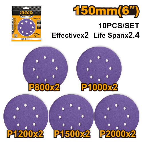 [AKRS150102] [0677] JUEGO 10 DISCOS MORADOS P80/P120/P180/P240/P320/P400 150 mm