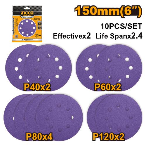 [AKRS150103] [0678] JUEGO 10 DISCOS MORADOS P40/P60/P80/P120 150 mm