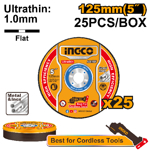 [MCD1012525] [1269] DISCO CORTE METAL- INOX  125 MM (25pcs)  MCD1012525